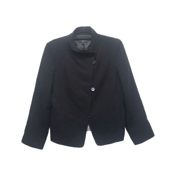 Talbots Pieties Size 14P Black Mock‎ Neck Blazer w/Pockets Fully Lined Jacket - Picture 1 of 8